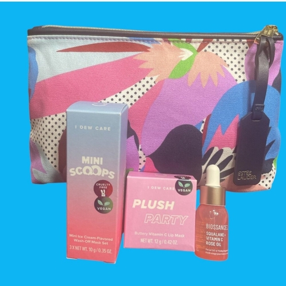 I Dew Care NEW Colorful Cosmetic Bag with Skincare Set Bundle - Picture 1 of 2